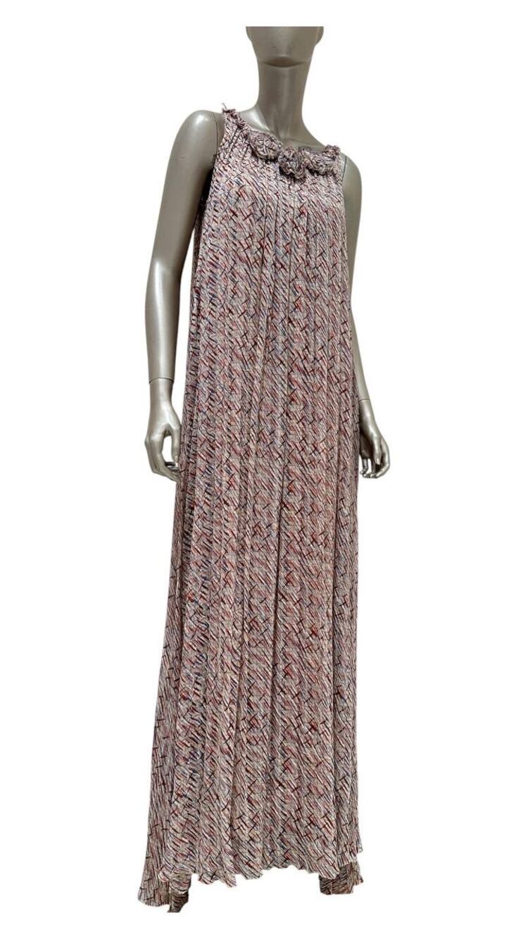 Chanel 2010 Silk Art Print Maxi Dress Sz.36